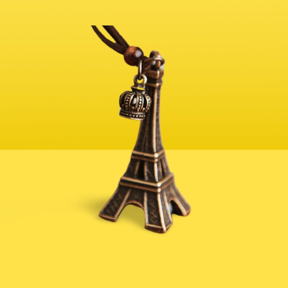 Eiffel Tower Paris Necklace Leather Cord